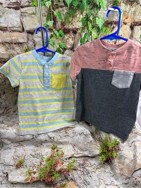 Okie Dokie Boys 3T Henley Pocket T-Shirt 2 shirt Bundle